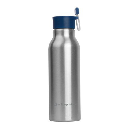 Bouteille en aluminium avec bouchon et boucle de transport.