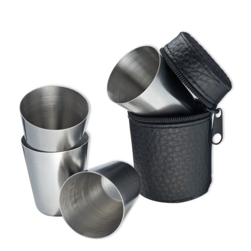 Ensemble de verres  shot en acier inoxydable noir avec tui.