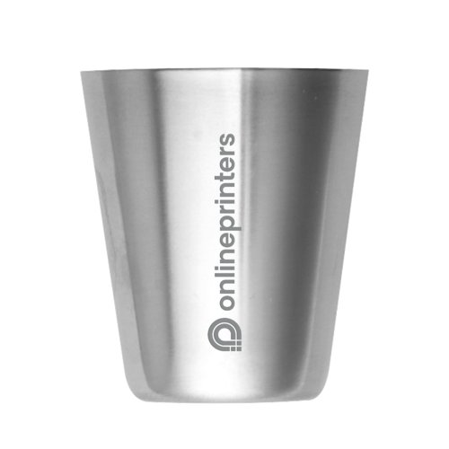 Verre  shot argent en acier inoxydable au design simple.