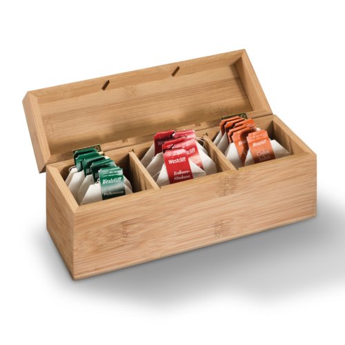 Bote  th en bois avec couvercle et compartiments.