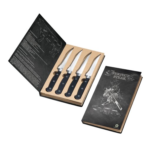 Ensemble de 4 couteaux  steak noirs en acier inoxydable.