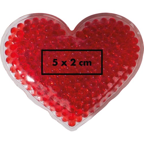 Coussin thermique/rafrachissant rouge en forme de c&#339;ur.