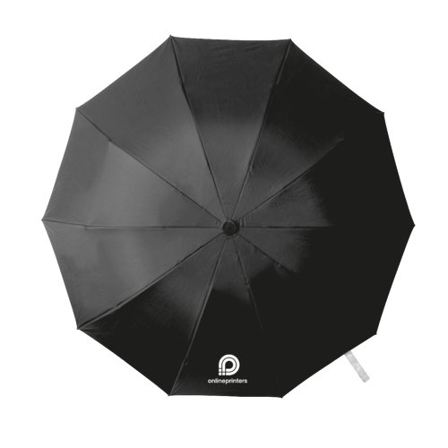Parapluie de poche noir avec mcanisme d'ouverture manuel.