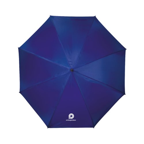 Parapluie bleu avec mcanisme d'ouverture manuel.