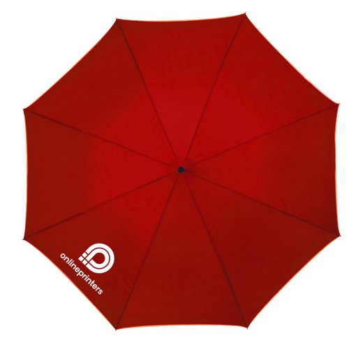 Parapluie automatique rouge avec poigne et housse.