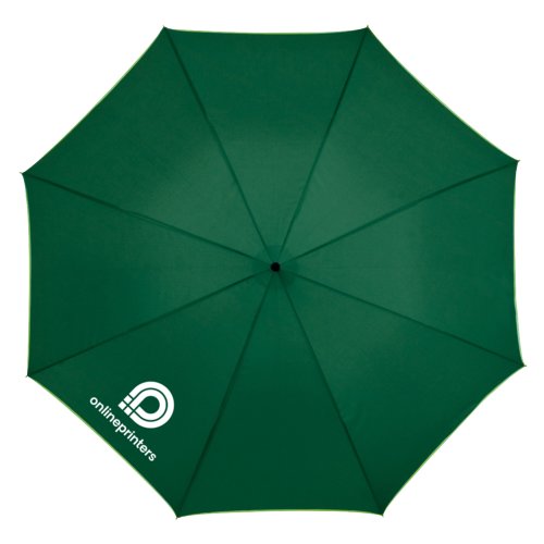 Parapluie automatique vert avec toile et poigne.