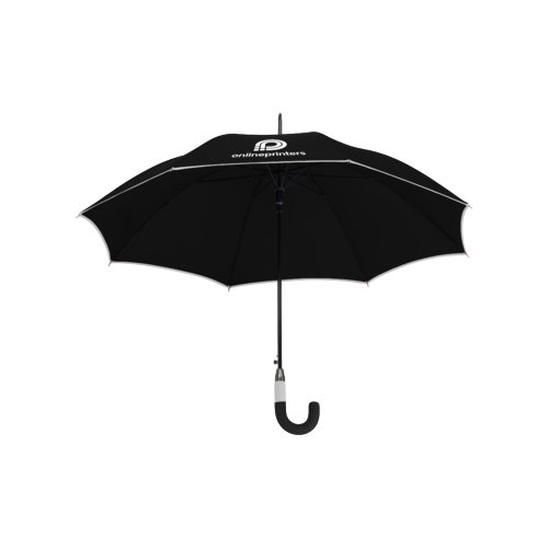 Parapluie automatique noir avec poigne courbe.