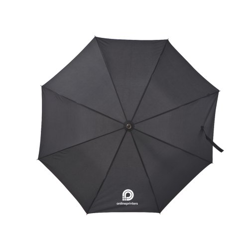 Parapluie noir automatique avec toile et poigne.