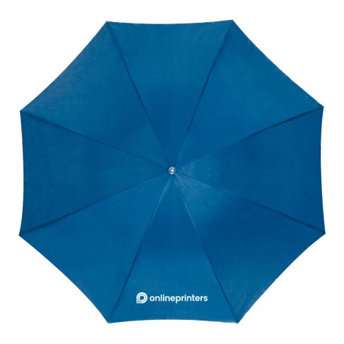 Parapluie automatique bleu avec toile et poigne.