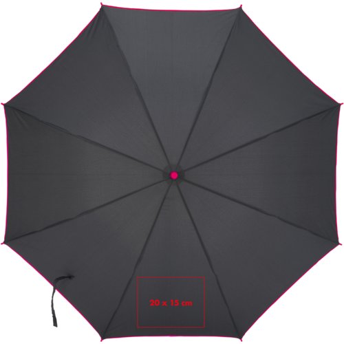 Parapluie automatique noir avec des accents colors et une housse.