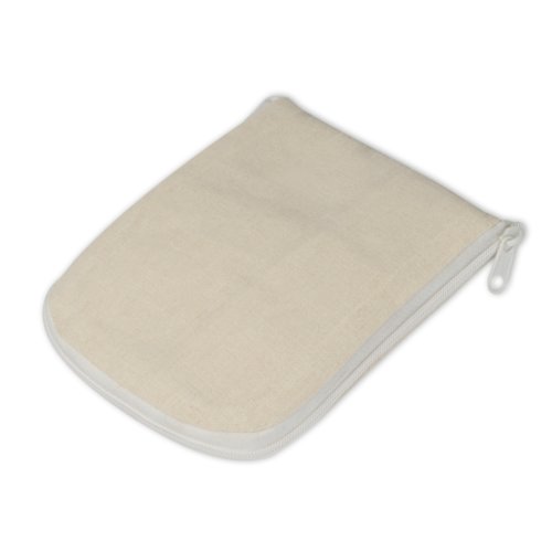 Sac en tissu beige avec fermeture clair.