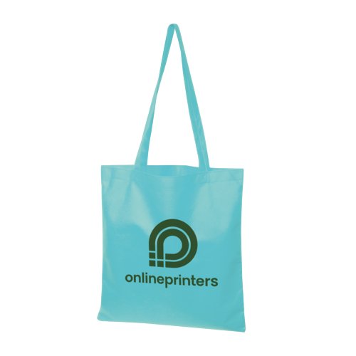 Sac turquoise non tiss avec de longues anses.