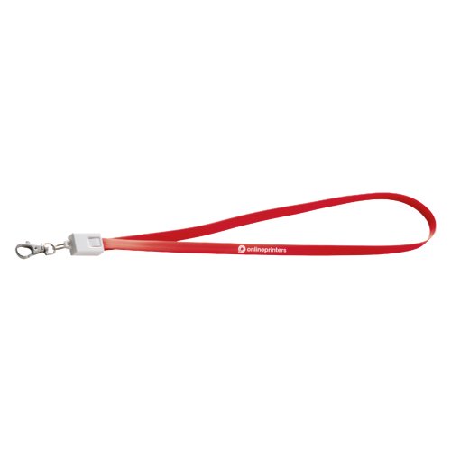 Longe rouge en polyester avec mousqueton et cble de chargement universel intgr.