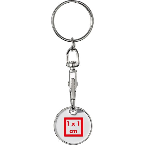 Porte-clés en métal avec mousqueton et anneau.