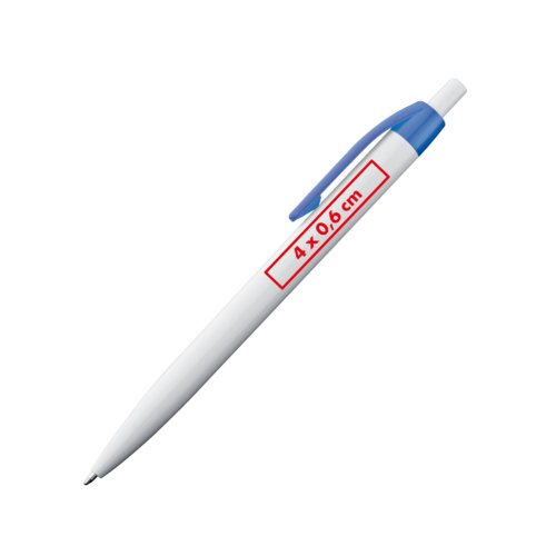 Stylo  bille en plastique avec clip et bouton poussoir.