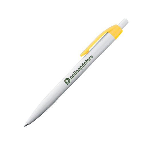 Stylo  bille jaune avec clip et mcanisme  bouton-poussoir.