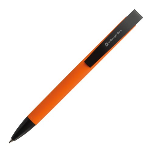 Stylo  bille orange avec clip et mcanisme  pression.