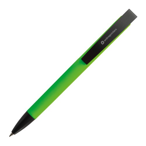 Stylo  bille vert avec clip et mcanisme  pression.