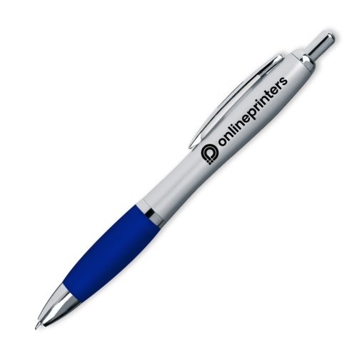 Stylo  bille bleu avec clip et mcanisme  poussoir.