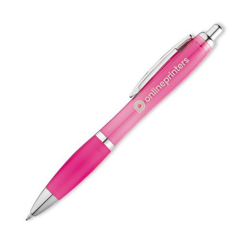 Stylo  bille rose en plastique avec clip.