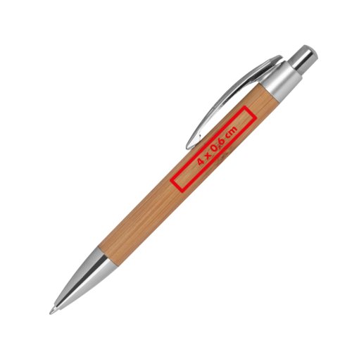 Stylo  bille en bambou clair avec clip et mcanisme  poussoir.
