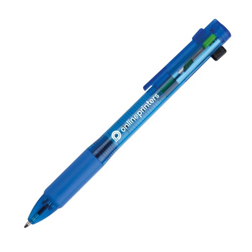 Stylo  bille bleu 4 en 1 avec clip et diffrentes couleurs d'encre.