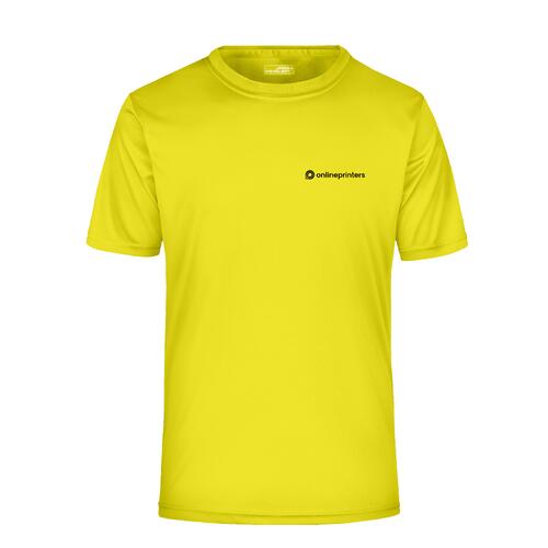 T-shirt homme jaune n�on en polyester � manches courtes.