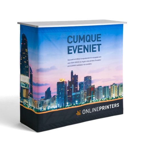 Comptoir pliable en textile avec tagre.