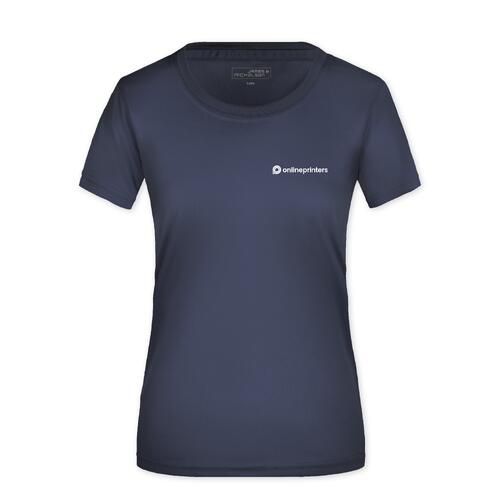 T-shirt en polyester bleu marine pour femmes.