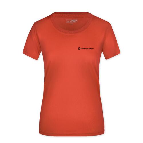 T-shirt rouge en polyester pour femmes.