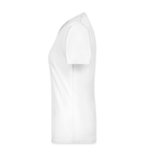 T-shirt blanc en polyester pour femmes avec manches courtes.