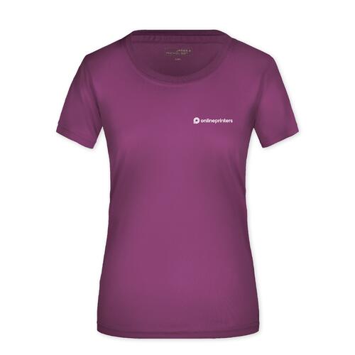 T-shirt violet en polyester pour femme.