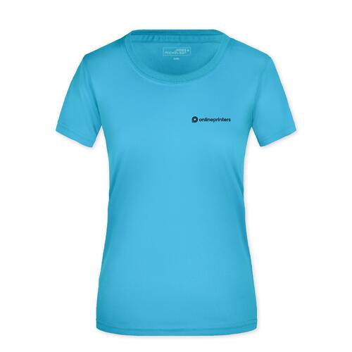 T-shirt turquoise en polyester pour femmes, respirant.