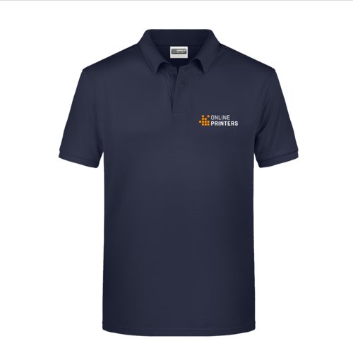 Polo en coton bleu fonc pour homme avec courte patte boutonne.