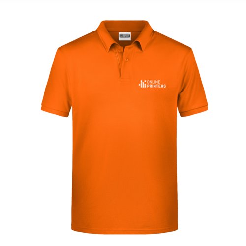 Polo orange en coton pour hommes avec courte patte boutonne.