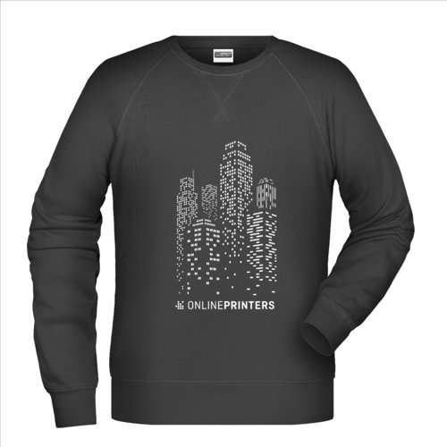 Sweat-shirt noir pour homme en mlange de coton avec manches longues.
