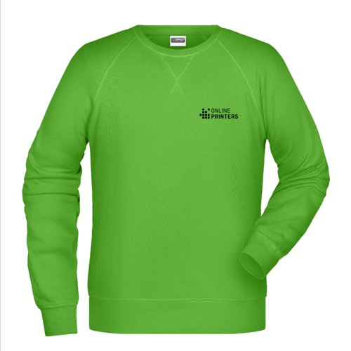 Sweat-shirt homme vert pomme en coton-polyester  manches longues.