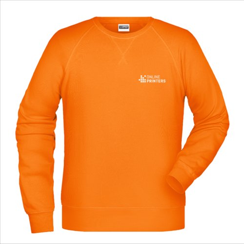Sweat-shirt orange en coton-polyester pour hommes avec manches longues.