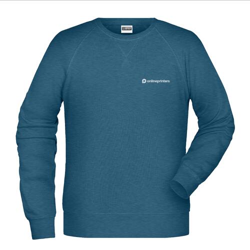Sweat-shirt homme chin� p�trole en m�lange coton-polyester.