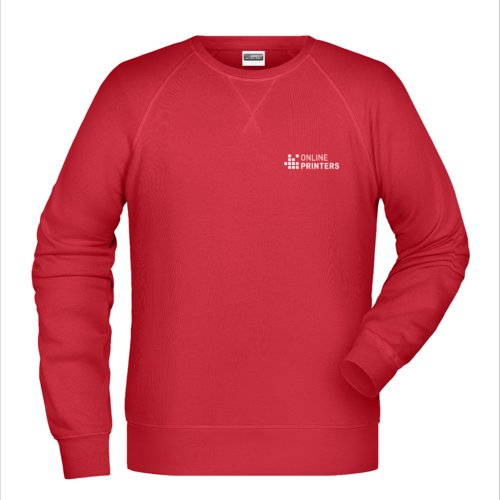 Sweat-shirt rouge en mlange coton-polyester pour hommes avec manches longues.