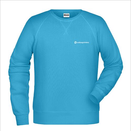 Sweat-shirt turquoise en m�lange coton-polyester pour hommes.