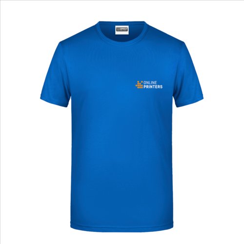 T-shirt en coton bleu roi pour homme avec manches courtes.