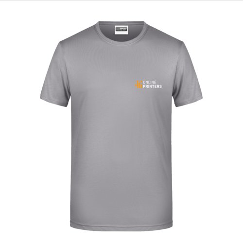 T-shirt en coton gris clair pour hommes avec manches courtes.
