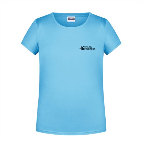 T-shirt en coton bleu ciel pour filles avec col rond.