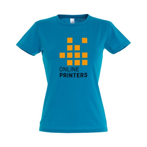 T-shirt en coton bleu aqua pour femmes  manches courtes.