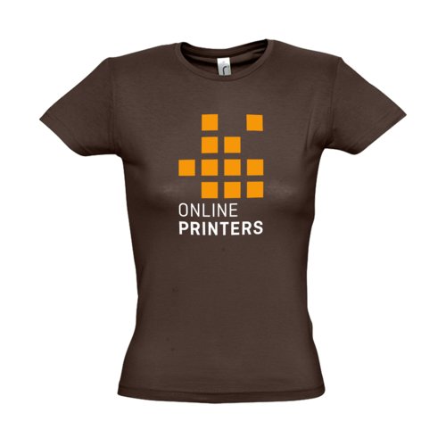 T-shirt marron en coton pour femmes  manches courtes.