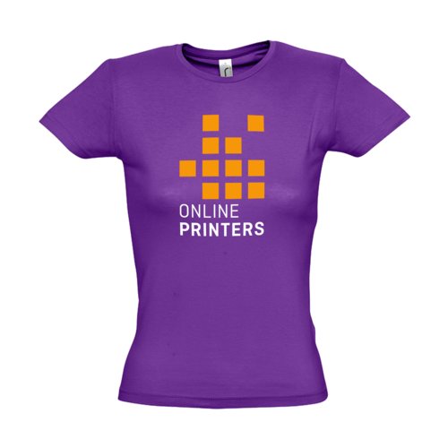 T-shirt en coton violet fonc pour femme  manches courtes.