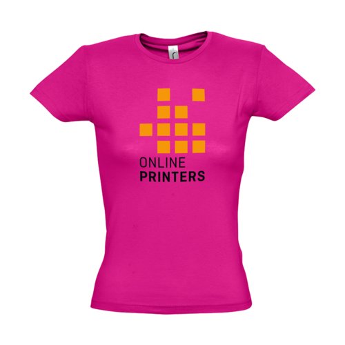T-shirt en coton fuchsia pour femmes avec manches courtes.