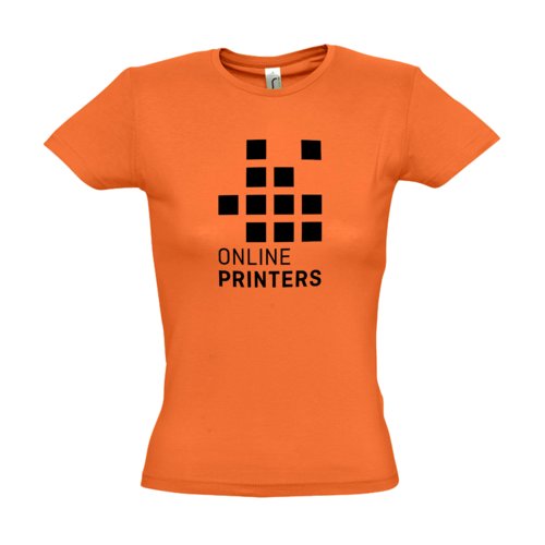 T-shirt orange en coton pour femmes avec manches courtes.