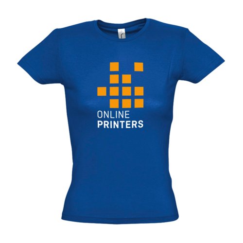 T-shirt bleu roi pour femme en coton  manches courtes.